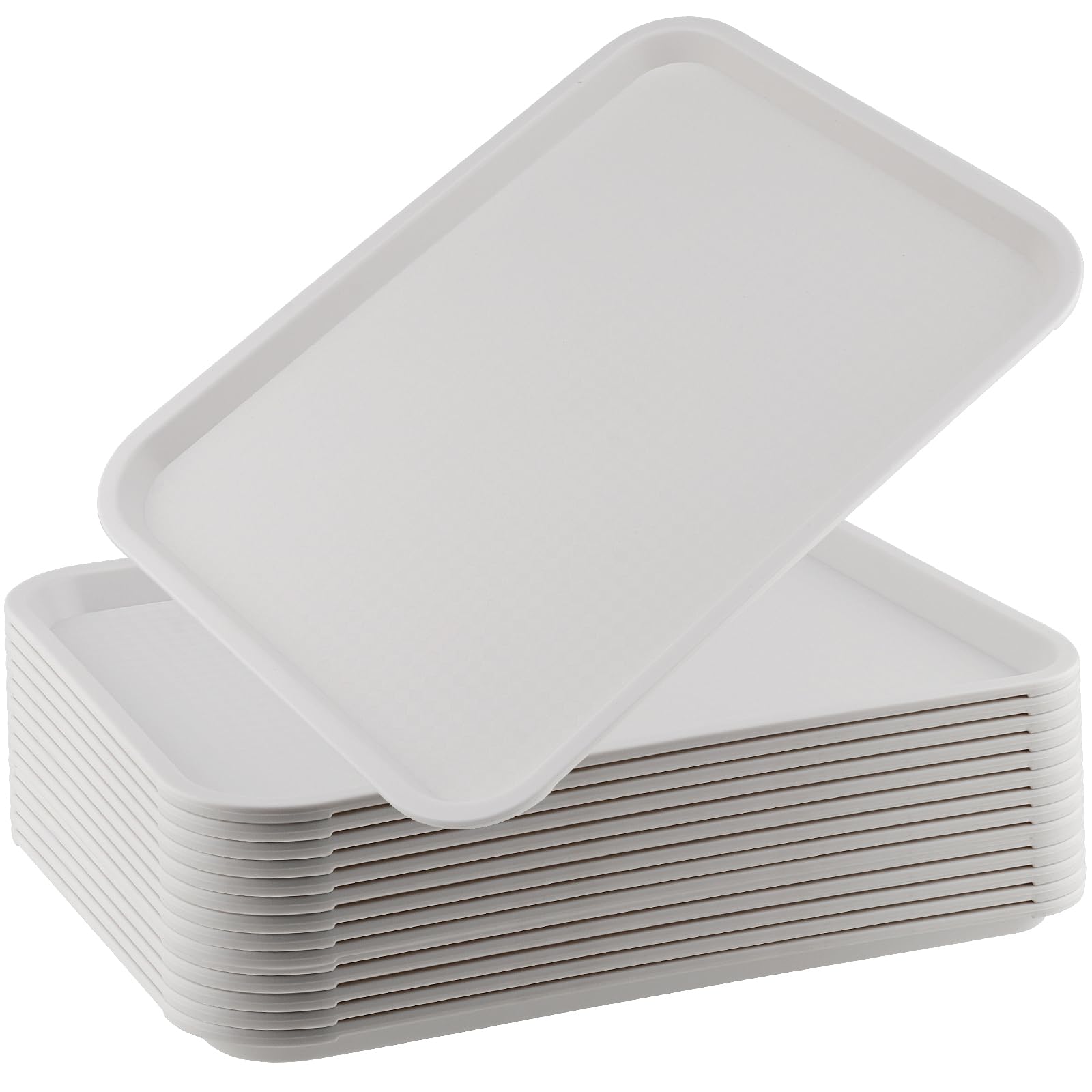 ZOENHOU 6 Pack 14 x 10 Inch Fast Food Tray, Rectangular Cafeteria Serving Trays, Plastic Trays for Food, Black