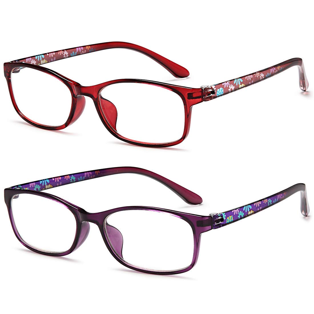 EYEURL Reading Glasses for Women Men Blue Light Blocking, 0.00 Anti Eye Strain Computer Readers, TR90 Ultra Lightweight Rectangle Frame Eyeglasses