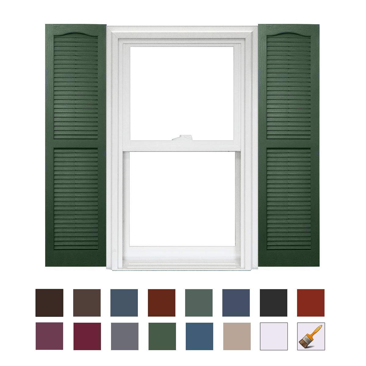 Homeside Open Louver Shutter 1 Pair 14-1/2in. x 25in. 330 Berry - Premium Exterior Vinyl | Classic Slatted Design | Fade-Resistant Color-Through | Easy Installation | Made in USA