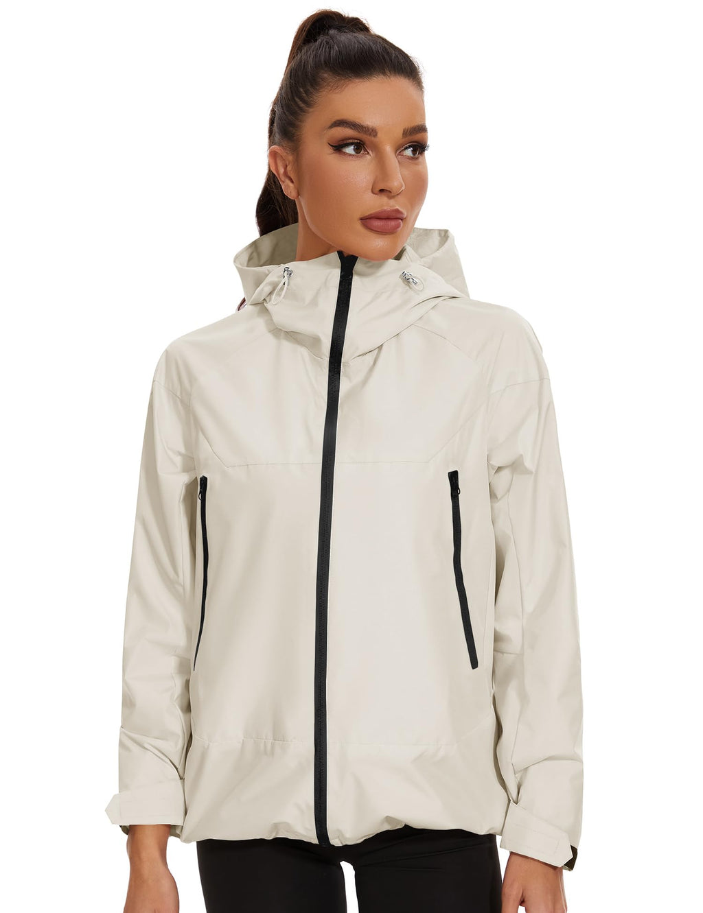 Avoogue Rain Jacket for Women Waterproof Lightweight Rain Coat Hiking Windbreaker Jacket with Hood