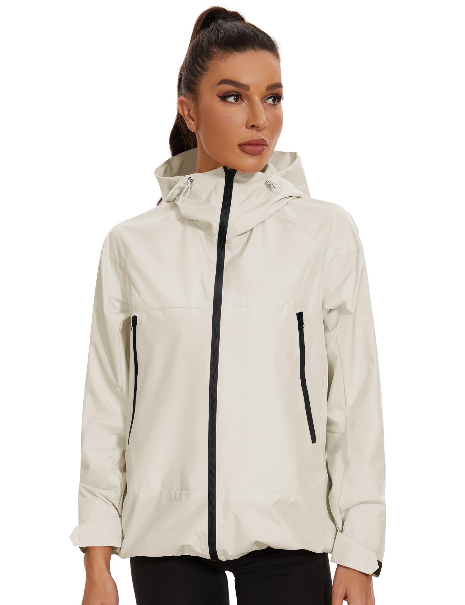 Avoogue Rain Jacket for Women Waterproof Lightweight Rain Coat Hiking Windbreaker Jacket with Hood