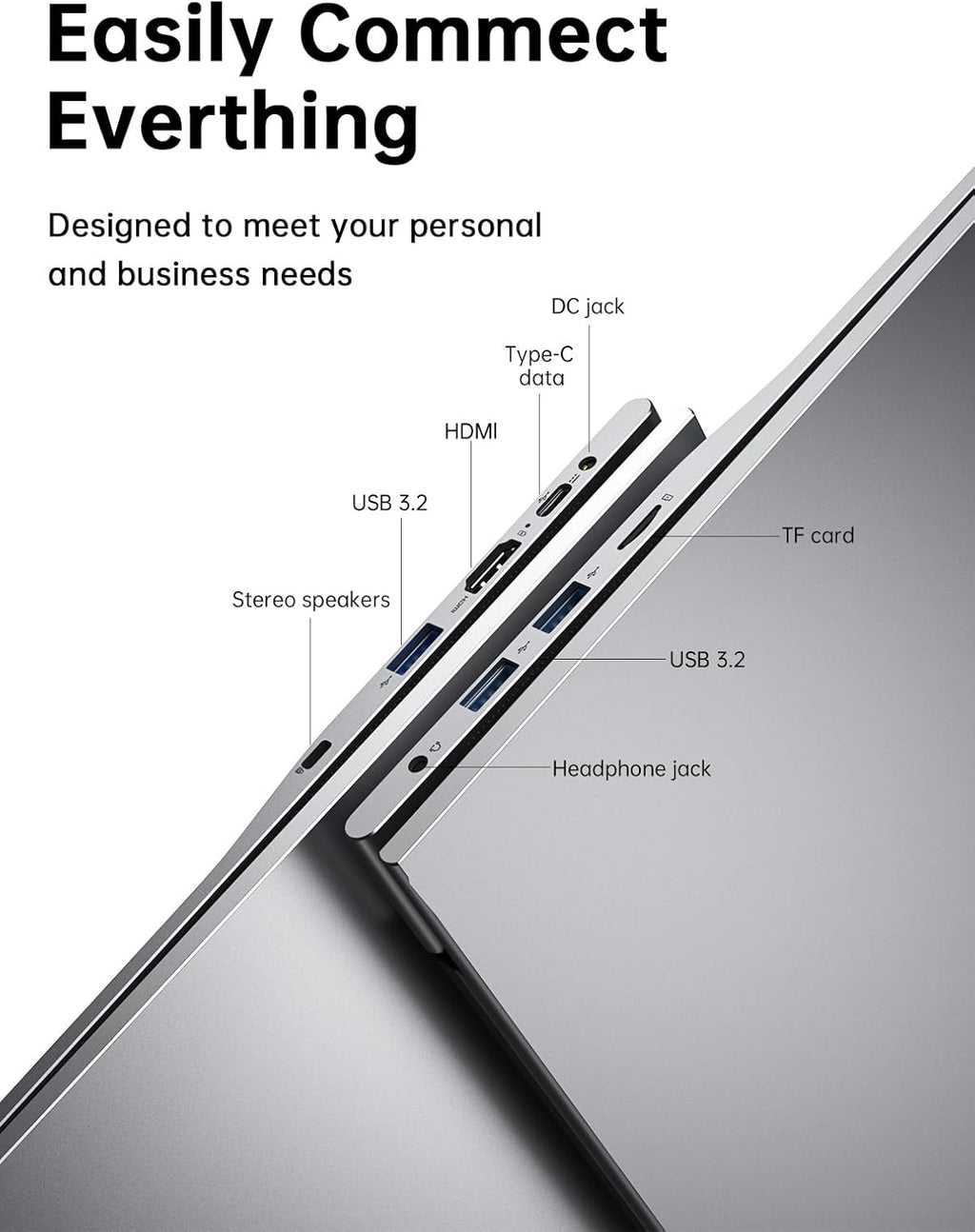 MALLRACE 2025 Laptop,17.3-Inch FHD Display Laptop with Quad Core-12th Alder Lake N97(Up to 3.6GHz), 16GB RAM 512GB ROM Traditional Laptop Computer, 6000Mah Battery,Silver