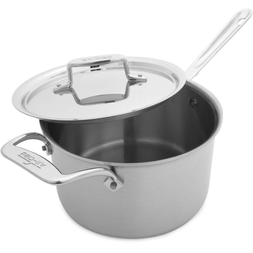 All-Clad D5 5-Ply Brushed Stainless Steel Sauce Pan 1.5 Quart Induction Oven Broiler Safe 600F Pots and Pans, Cookware Silver