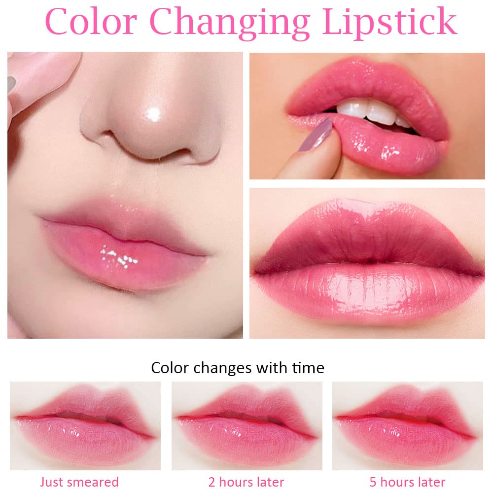 evpct 2Pcs Blueberry Tinted Lip Balms PH Lip Color Changing Lipstick Balm Stain Gift Set Queen for Women Girls Korean Mood Long Lasting Color Change Light Pink Lipstick Lip Tint Plumper Gloss