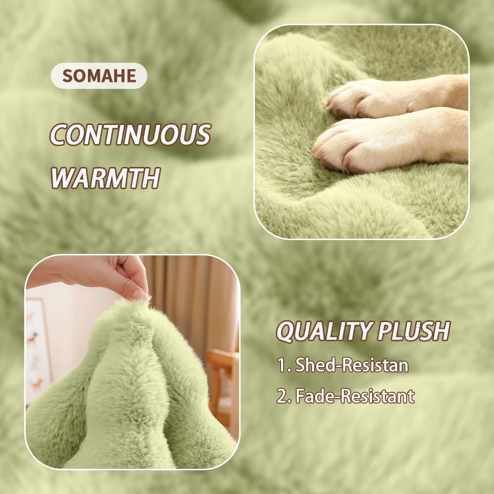 SOMAHE Cat Bed Mat, Soft Plush Faux Fur Kneading Pet Bed, Machine Washable Cat Sleeping Pad for Indoor Cats & Kittens, Non-Slip Fluffy Cat Rug for Couch Sofa Floor, 23x15 Inch Grey