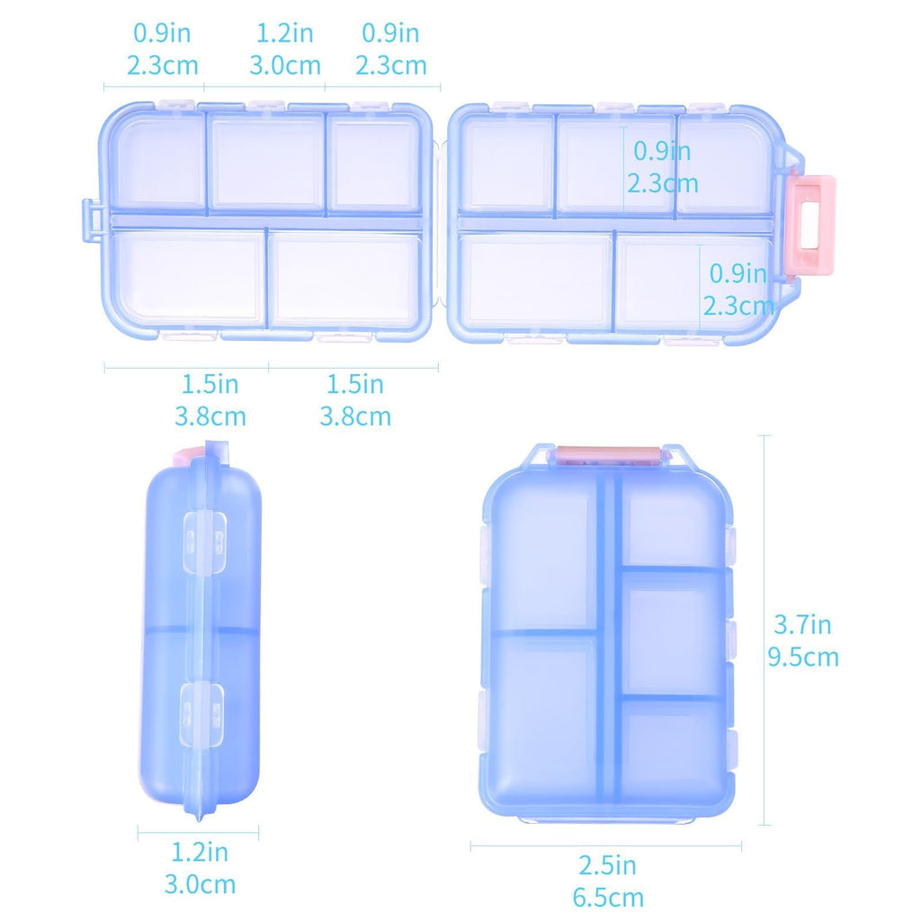 1Pack Travel Pill Organizer - 10 Compartments Pill Case, Compact and Portable Pill Box, Perfect for On-The-Go Storage, Pill Holder for Purse Blue