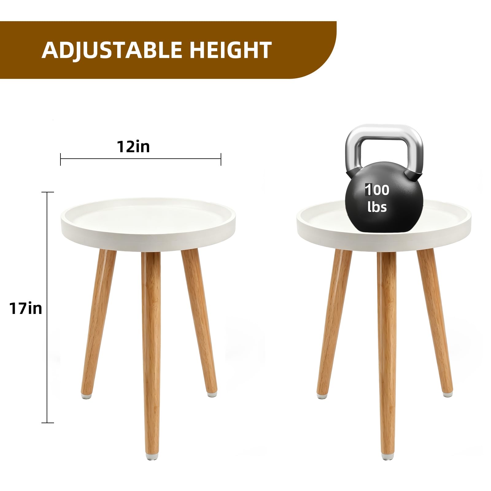 KGPLOME Plant Stand Indoor,Mid Century Walnut Wood Plant Table, Heavy Duty Metal Tall Flower Pot Stand,Modern Round Small Side End Table With Raised Design(12"x17")