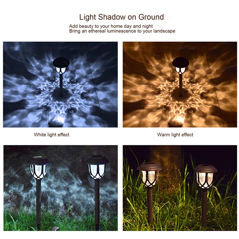 EXCMARK 10 Pack Solar Lights Outdoor Decorative, Solar Pathway Lights Outdoor, Solar Powered Garden Yard Lights for Walkway Sidewalk Driveway. (Black, Cool White)