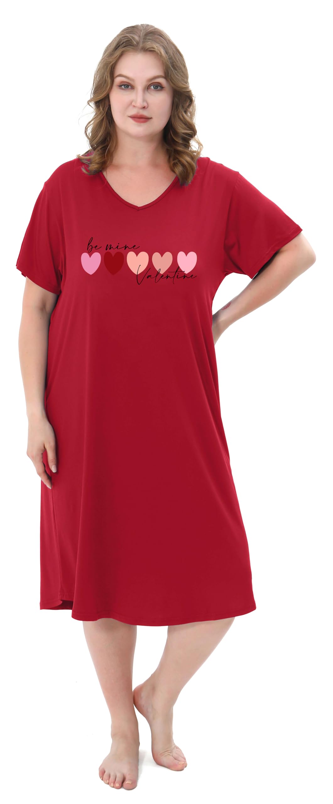 3 Pack Plus Size Women's Nightgown Soft Print Nightshirts for Women Short Sleeve Sleepwear