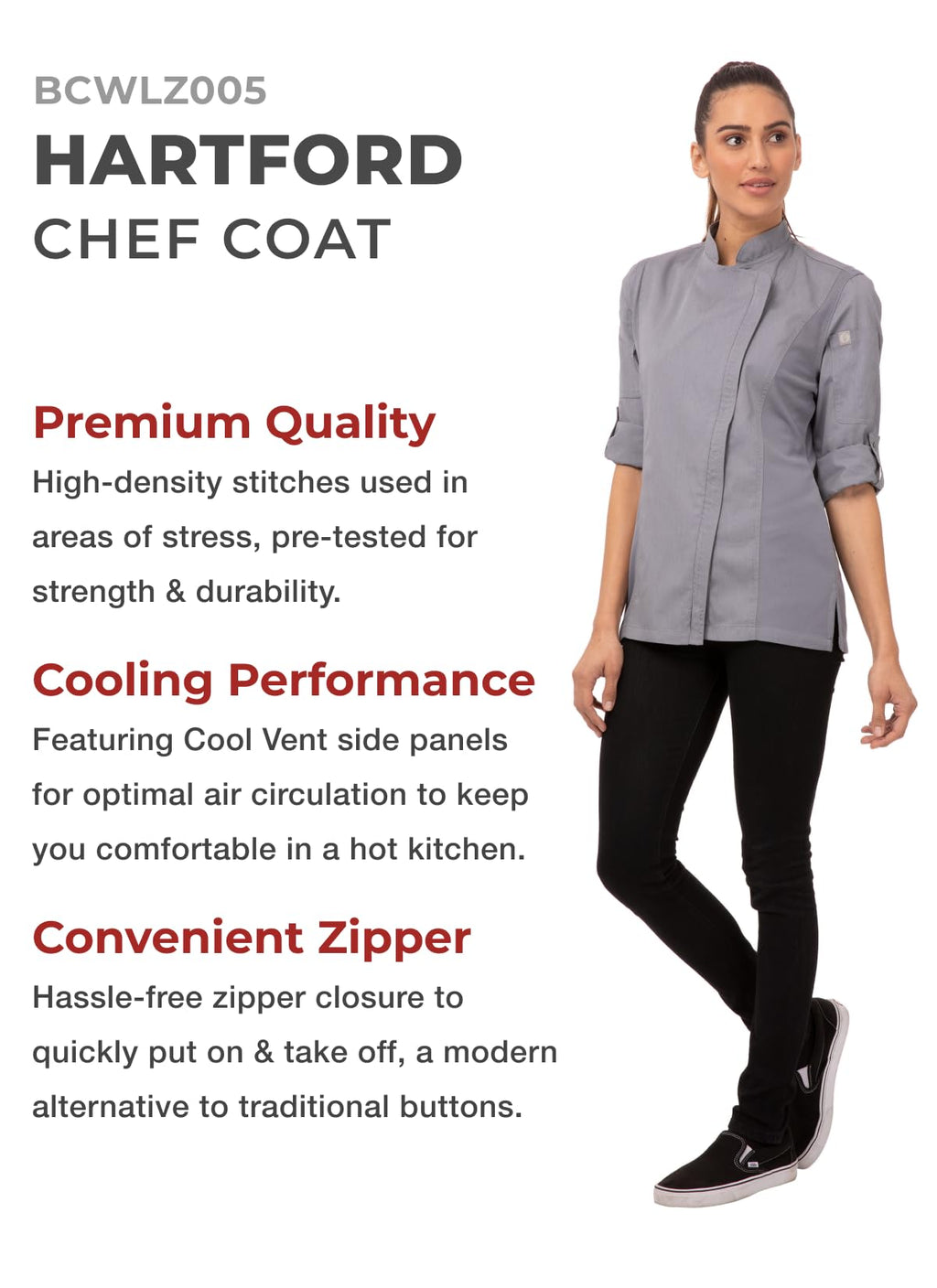 Chef Works Women's Hartford Cool Vent Chef Coat