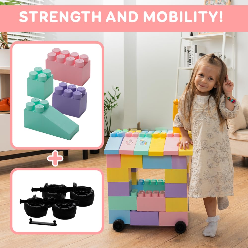 PLATPORTS 48-Piece Jumbo Big Building Blocks – Giant XL Large Plastic Blocks for Kids Ages 2–8, Indoor & Outdoor Construction Play Set