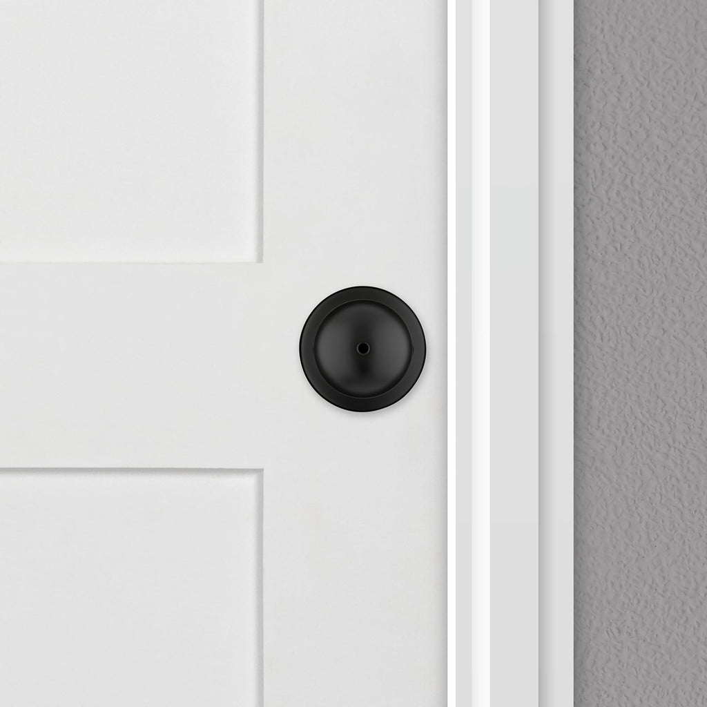 Kwikset Polo Dummy Door Knob, Single Sided Handle for Closets, French Double Doors, and Pantry, Matte Black Non-Turning Interior Push/Pull Door Knob, with Microban Protection