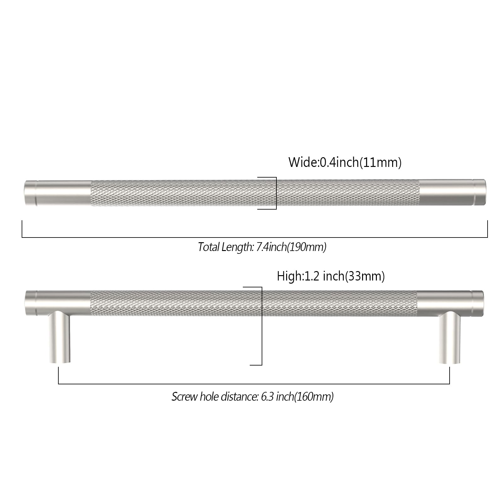 Asidrama 10 Pack 3 Inch(76mm) Matte Black and Champagne Bronze Cabinet Pulls Knurled Cabinet Handles Cupboard Handles Kitchen Cabinet Hardware for Cupboard Drawer Pulls