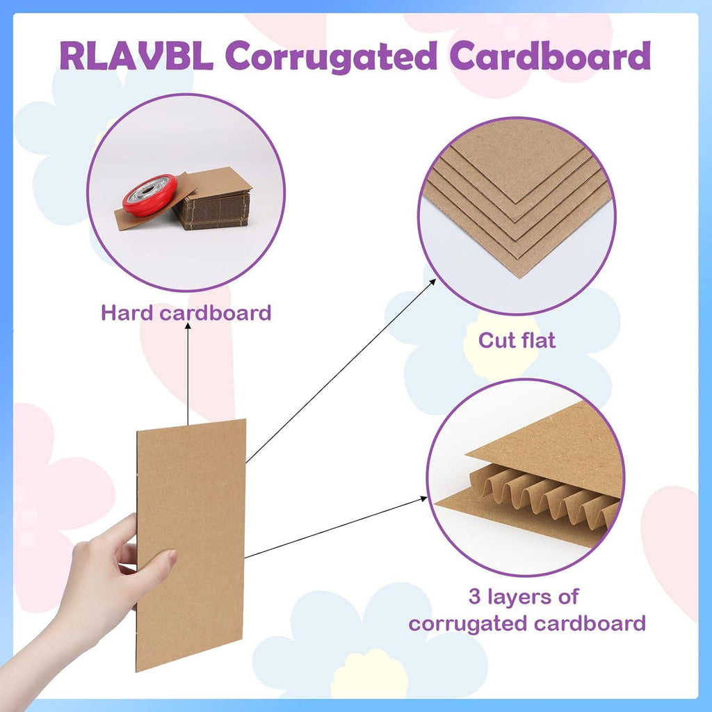 RLAVBL 200 Pack 3.5x4.5 White Corrugated Cardboard Sheets, Flat Cardboard Inserts for Shipping, Mailing, Packing, DIY Crafts