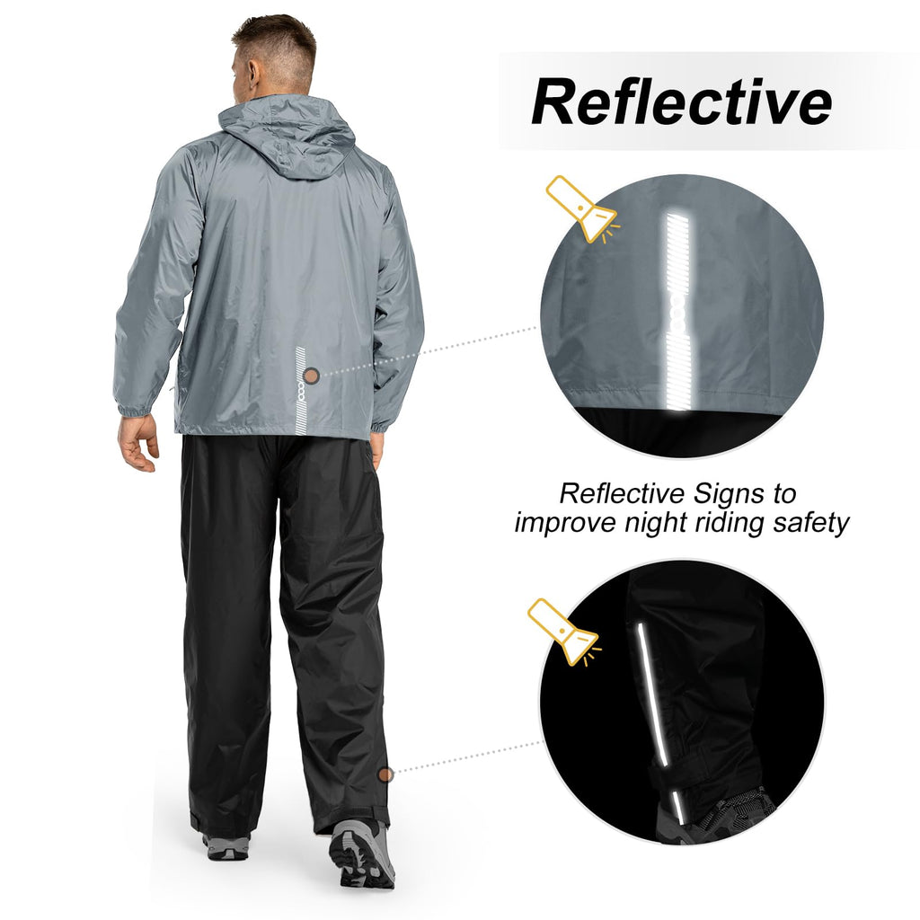 33,000ft Men's Rain Suit Packable Waterproof Lightweight Rain Gear for Golf Hiking Cycling 2 Pieces(Rain Jackets and Pants)
