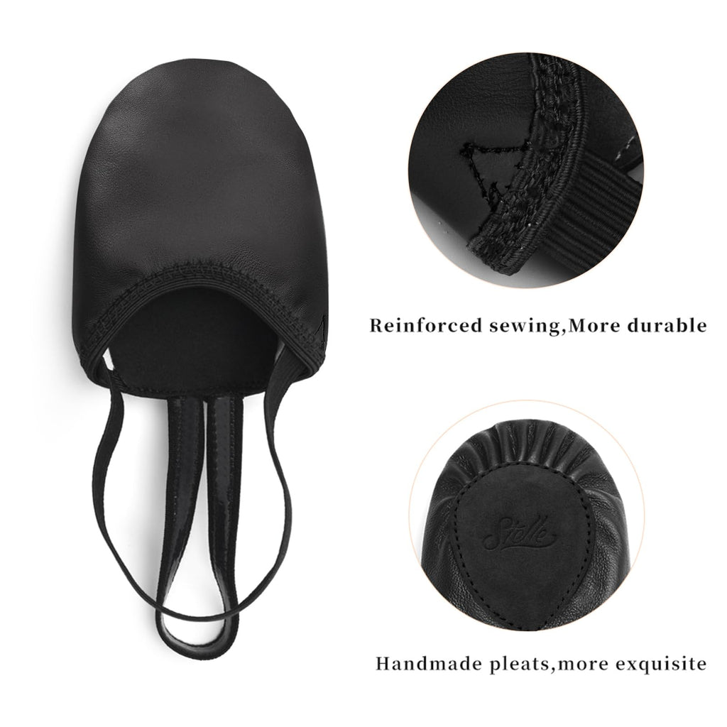Stelle Leather Half Soles Dance Shoes Womens Lyrical Pirouette Turners Dance Shoes for Turning (Girls/Boys/Men/Adult)