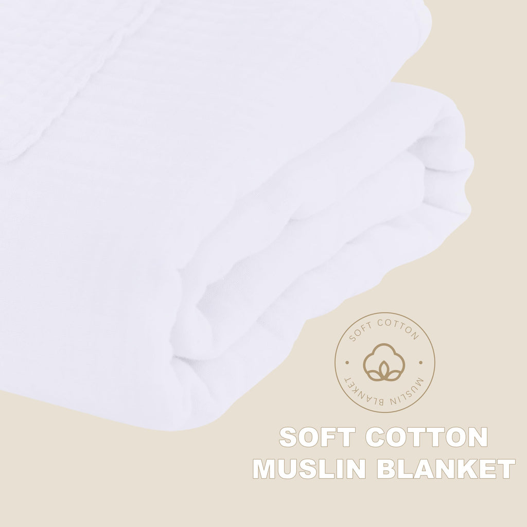 Cosy Family 4 Layer Muslin Bed Blanket - Breathable and Lightweight Gauze Boho Blanket for Spring, Soft 100% Cotton Muslin Blanket, Brown, 55x80 Inches