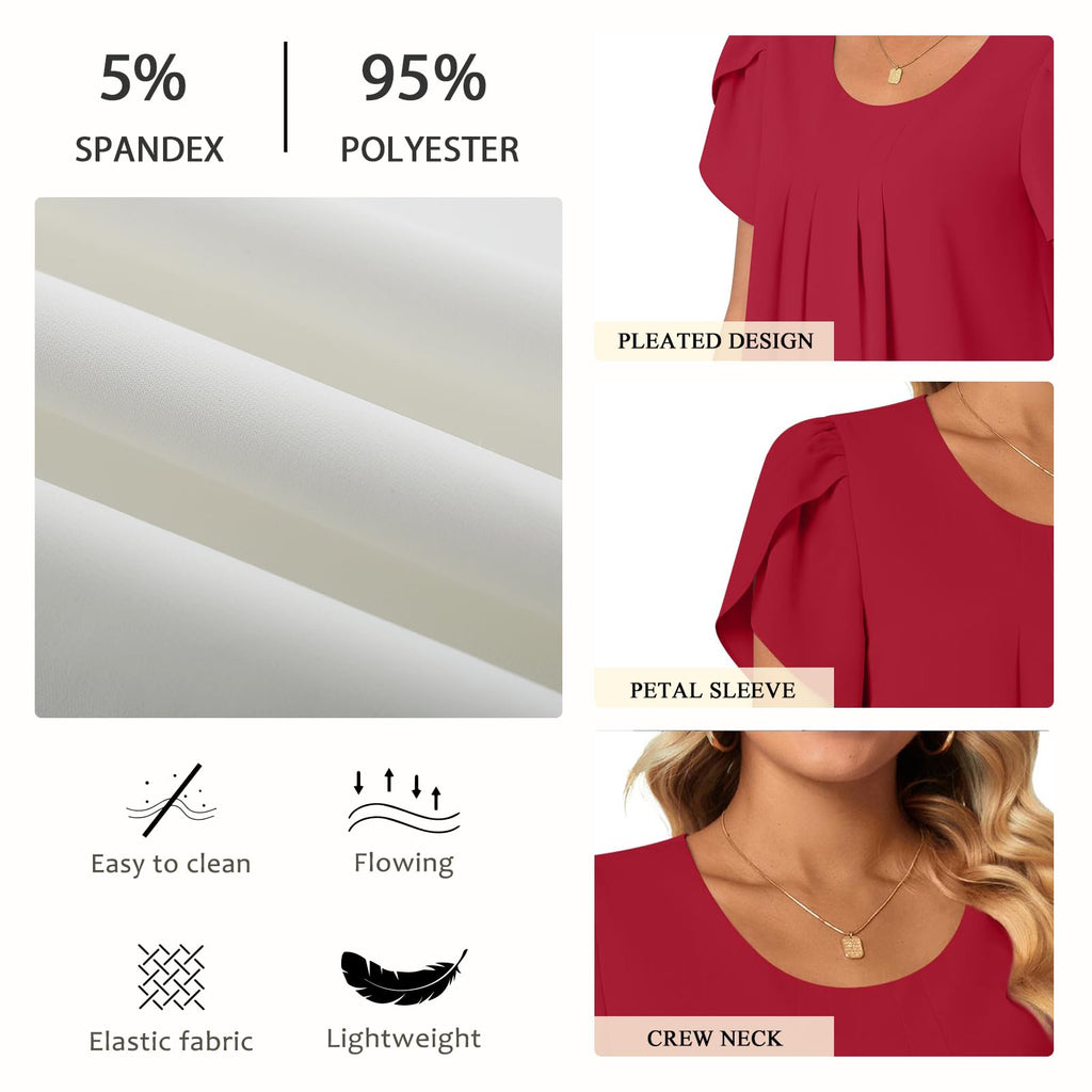 Bestbee Womens Plus Size Tops Dressy Casual Summer Chiffon Blouses Short Sleeve Dress Shirts Business Loose Fit Tunics