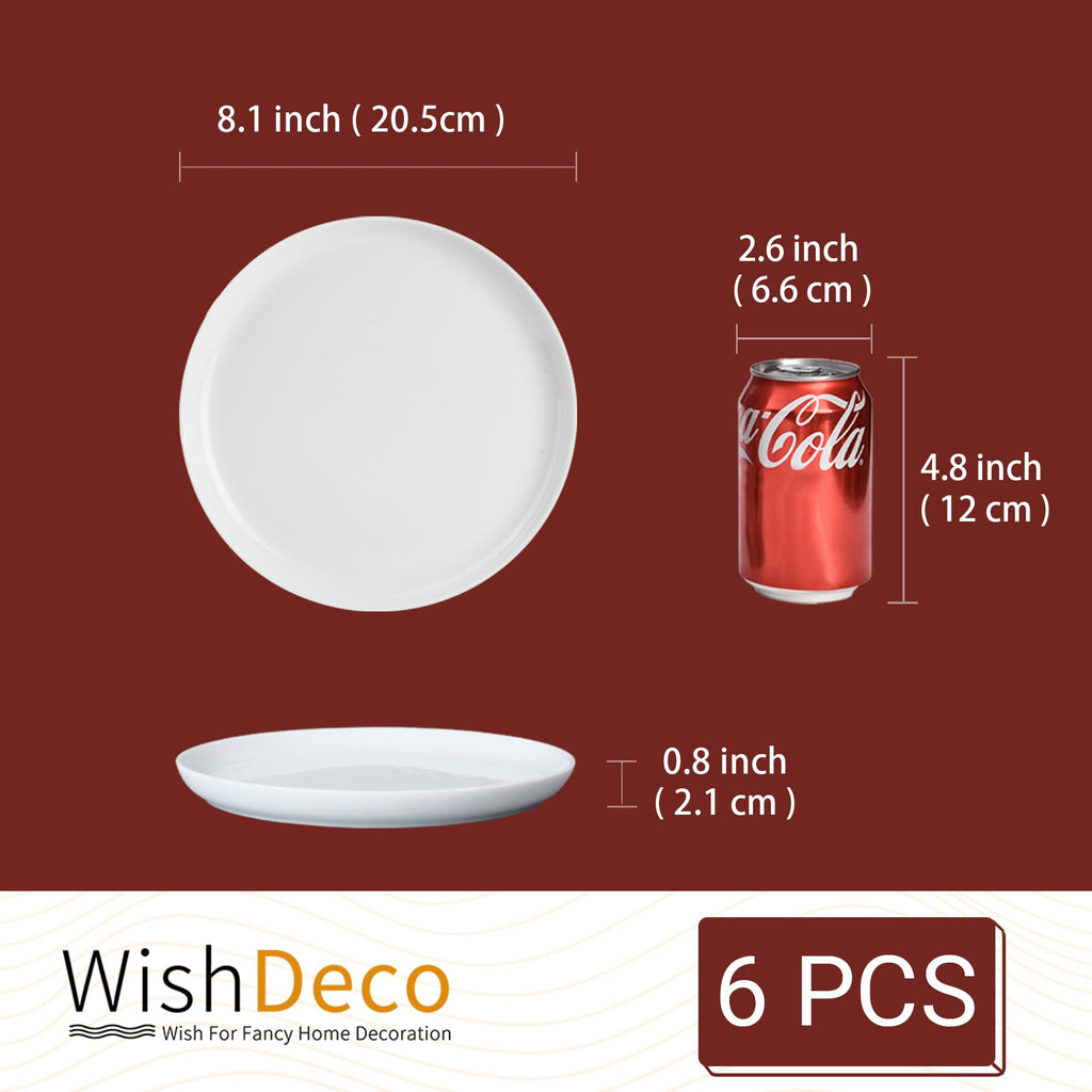 WishDeco White Dinner Plates Set of 4, Ceramic Dining Plates 10.5 inch, Large Salad Plate, Porcelain Kitchen Plate for Pizza, Steak, Microwave and Dishwasher Safe