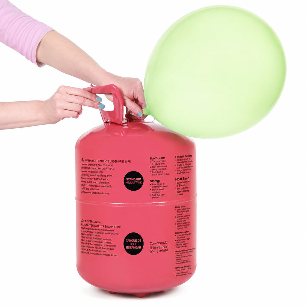 Helium Tank for Balloons At Home, 14.9 Cu Ft Helium Balloon Pump Kit with 50 Assorted Latex Balloons, White Curling Ribbon and Wholesalehome Balloon Tie Tool