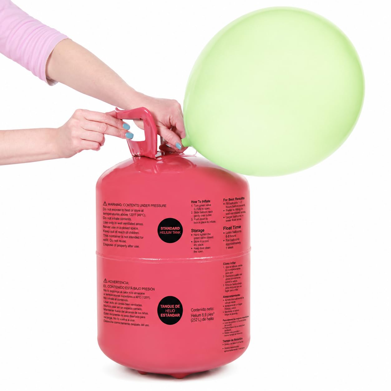 Helium Tank for Balloons At Home, 14.9 Cu Ft Helium Balloon Pump Kit with 50 Assorted Latex Balloons, White Curling Ribbon and Wholesalehome Balloon Tie Tool