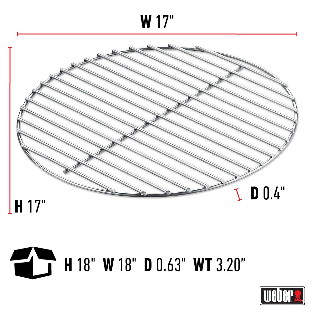 Weber Replacement Charcoal Grate 17" – Fits 22" Weber Charcoal Grills, Heavy‑Duty Plated Steel, Moisture & Weather Resistant, Designed for Easy Briquette Arrangement, Kettle