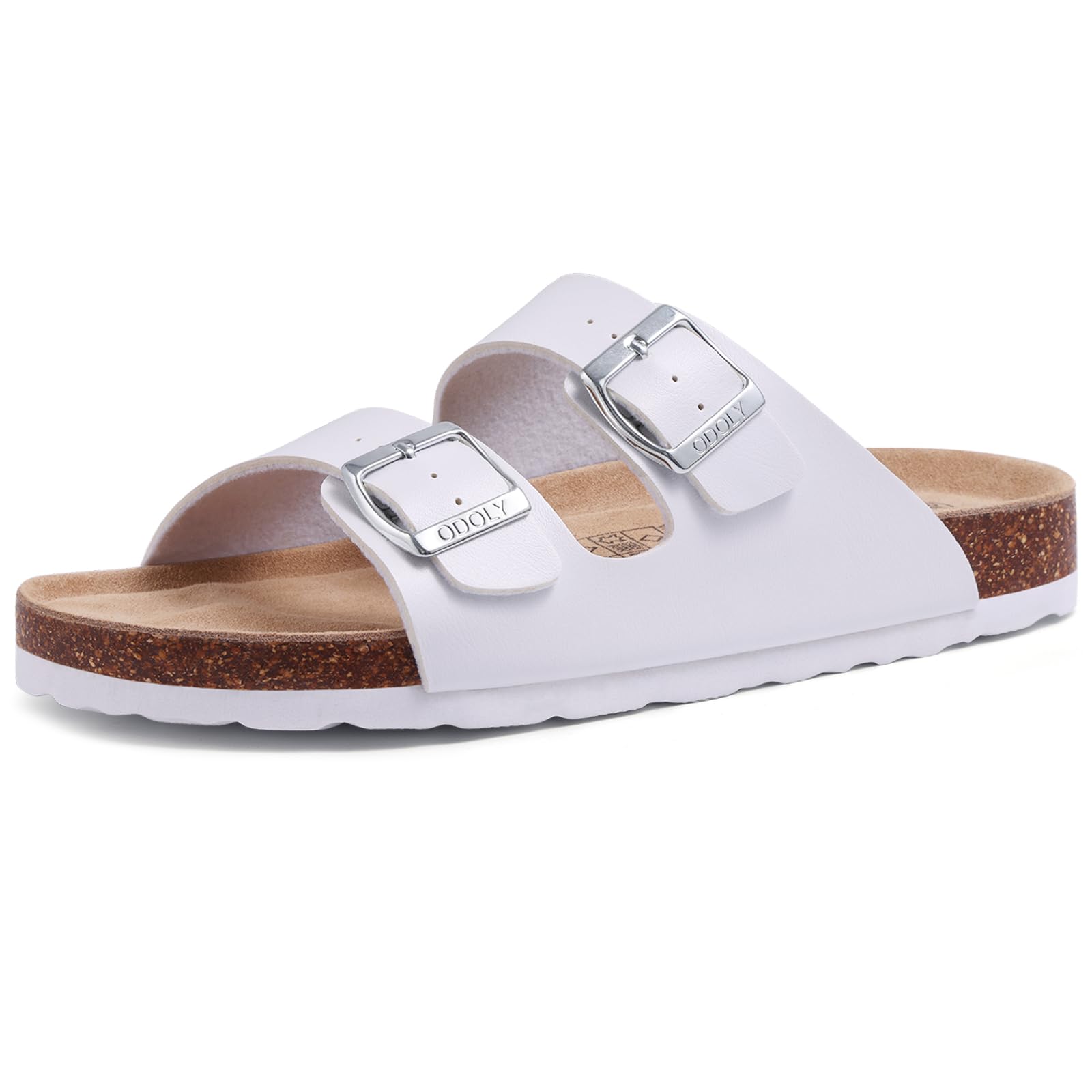 ODOLY Unisex Cork Footbed Slide Sandal, Arch Support Summer Outdoor Sandals with Adjustable Buckle for Women and Men