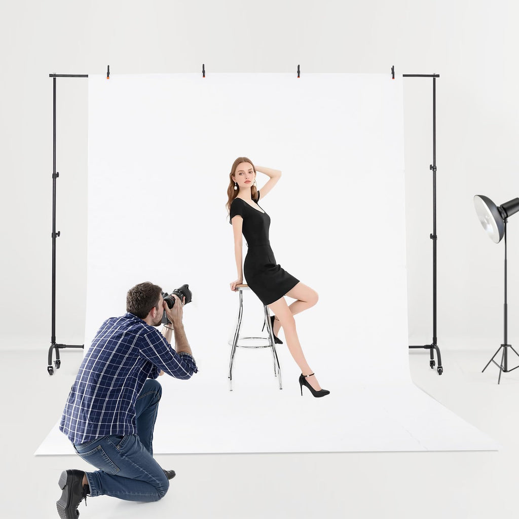 VEVOR Backdrop Stand, 5 x 6.5 ft Adjustable Photo Backdrop Stand Kit, Portable Background Backdrop Stand with 3 Crossbars, Heavy Duty Projector Screen Stand, for Wedding, Photo Video Studio & Party