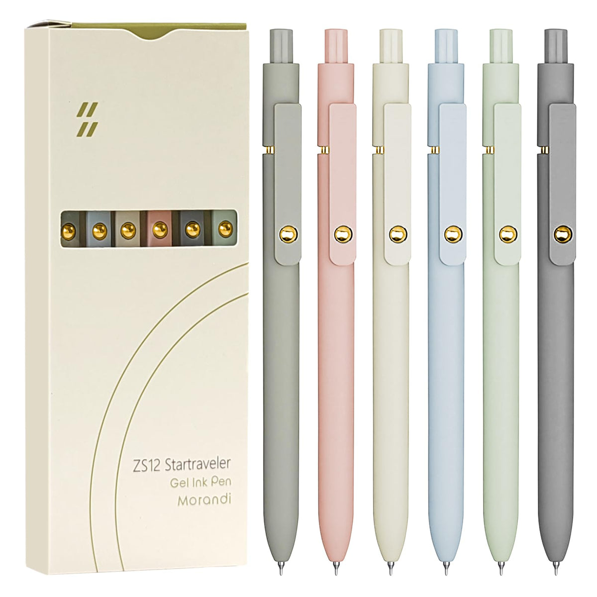 UIXJODO 12 Pcs Gel Pens 0.5mm Quick Dry Black Ink Pens Fine Point Smooth Writing Pens, Cute Office and School Supplies Gifts for Women Teacher Students (12 Pcs Morandi and Vintage Gold)