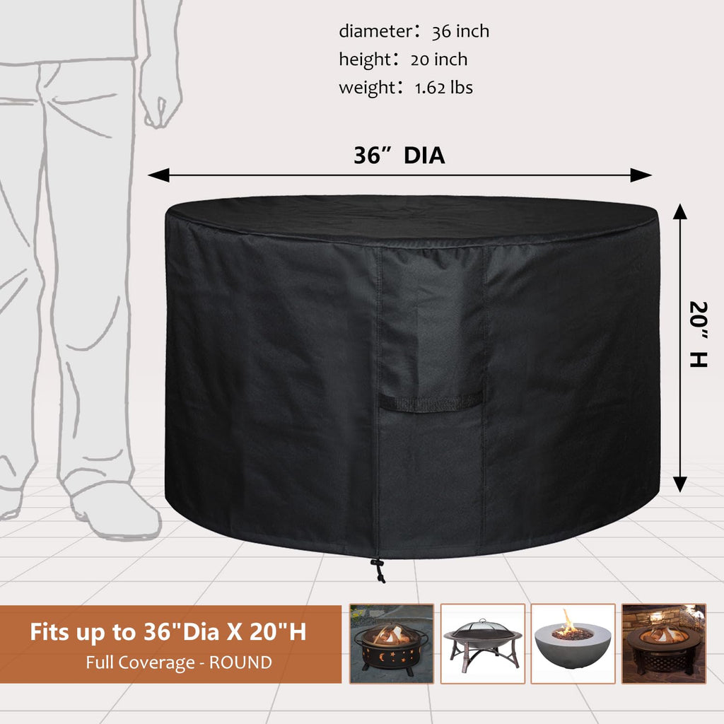 SheeChung Fire Pit Cover for Solo Stove Bonfire Outdoor Smokeless Firepit-Small Round Waterproof 600D Polyester Shelter,Air Vent,Anti-UV&Tear Resistant-Fits for 16”-22” Gas Fire Pit Table (22"Dx16"H)