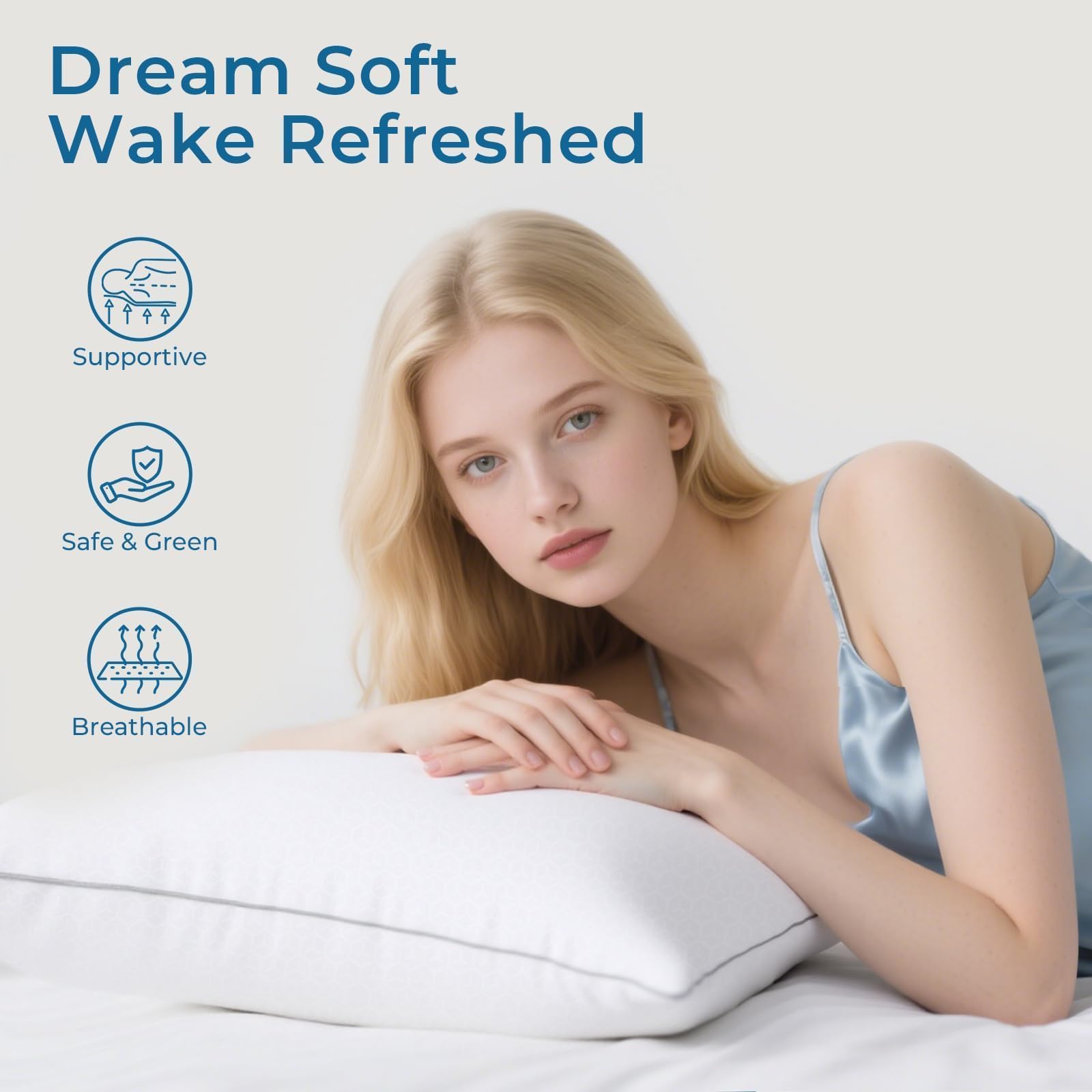 Sasttie Firm Pillows Standard Size Set of 4, Full Size Bed Pillows for Side, Back, and Stomach Sleepers - Oeko-Tex Certified Down Alternative Plump Filling - Hotel Quality and Machine Washable, 4 Pack