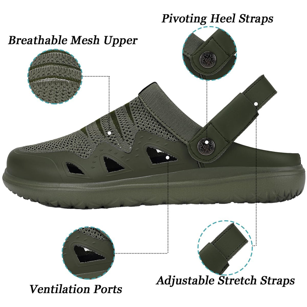 Men's Women's Clogs Garden Shoes Slip On Sandals Breathable Summer Orthotic Walking Slippers with Plantar Fasciitis Soles