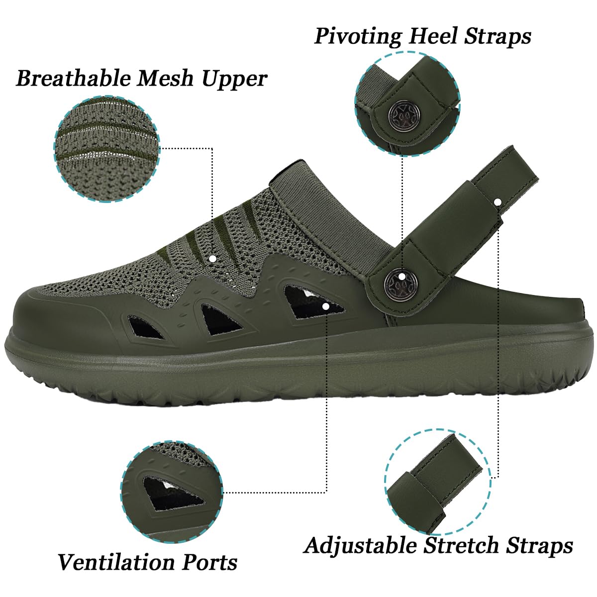 Men's Women's Clogs Garden Shoes Slip On Sandals Breathable Summer Orthotic Walking Slippers with Plantar Fasciitis Soles