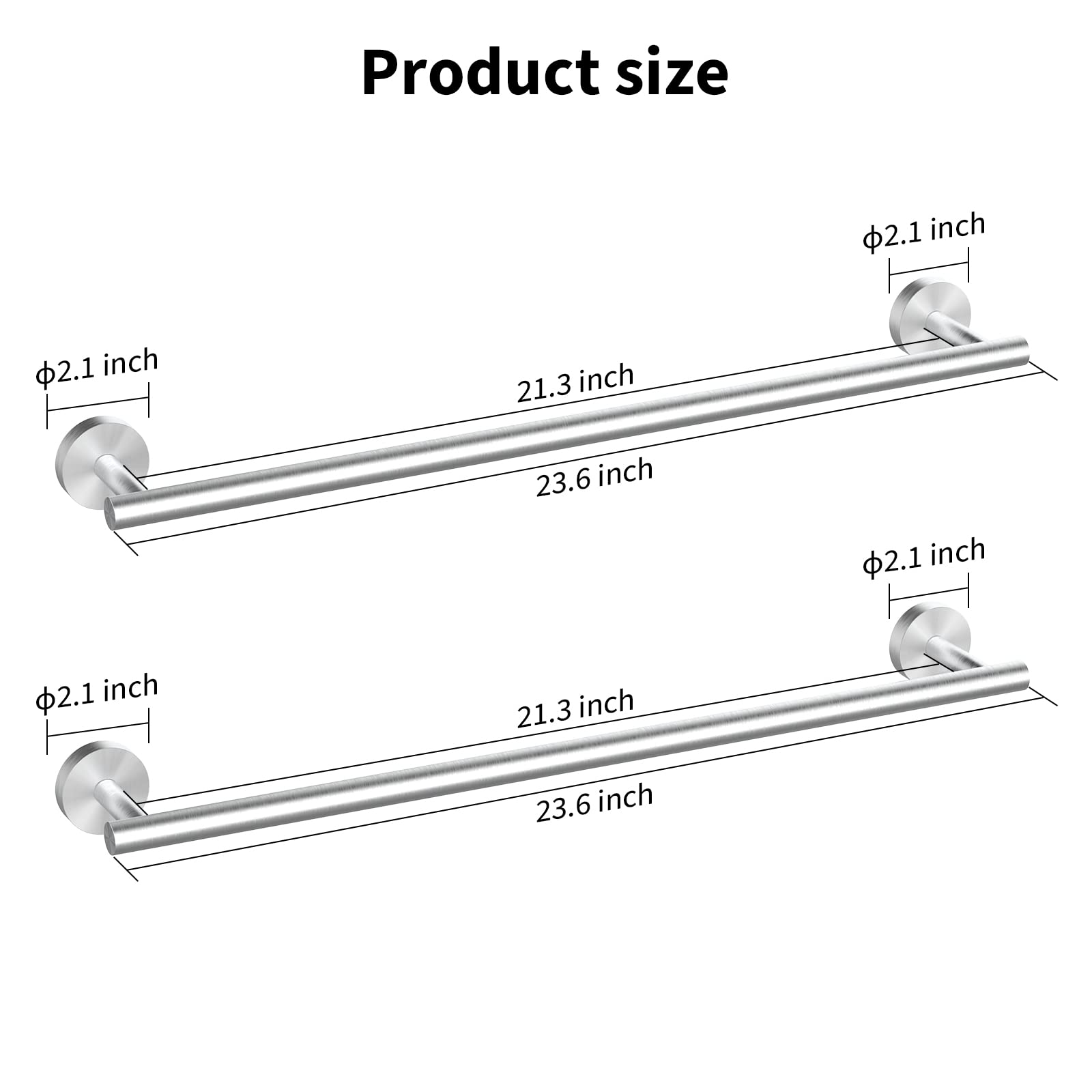 Cilee 2 Pieces Matte Black Bathroom Towel Bar, 24 Inch Double Towel Racks,Bathroom Towel Holder Towel Hanger for Bathroom Stainless Steel Wall Mount