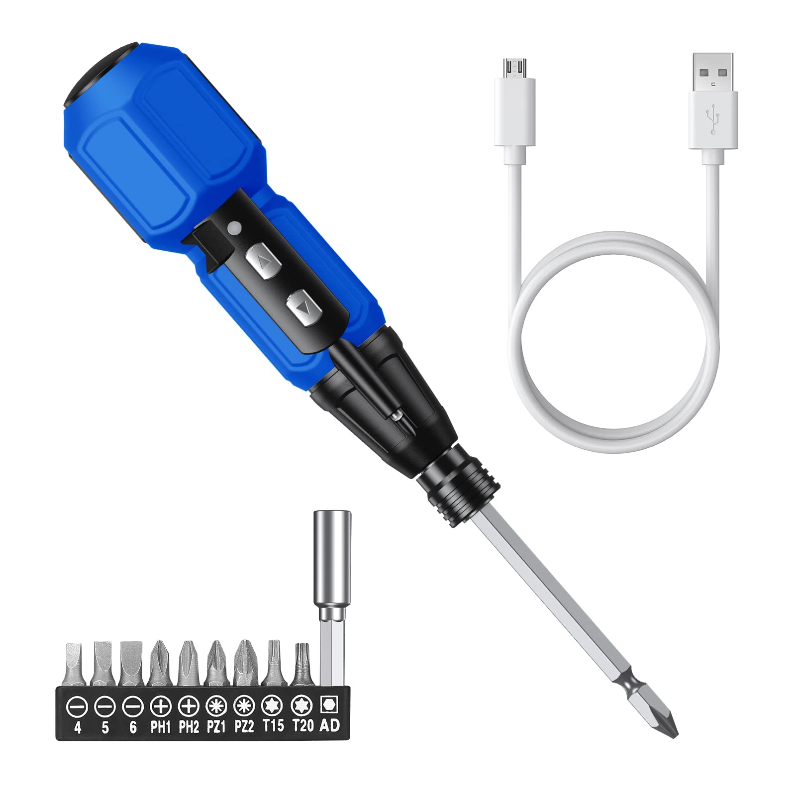 AMIR Cordless Power Screwdriver, Rechargeable Electric Screwdriver Sets, Portable Automatic Home Repair Tool Kit, Motorized Screwdriver with USB Cable and LED Lights