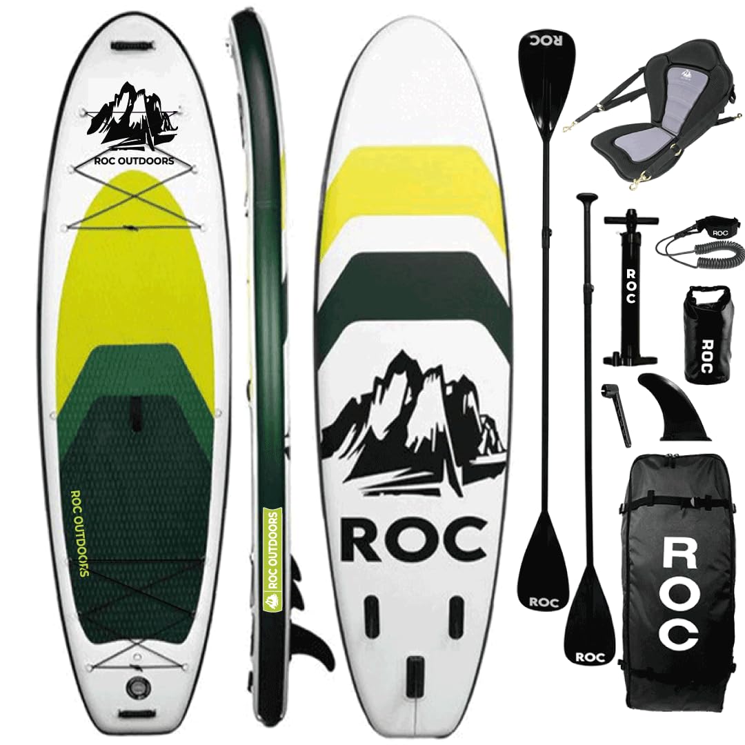 Roc Inflatable Stand Up Paddle Board 10' 6" with Premium SUP Paddle Board Accessories, Wide Stable Design, Non-Slip Comfort Deck for Youth & Adults