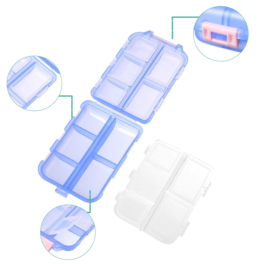 1Pack Travel Pill Organizer - 10 Compartments Pill Case, Compact and Portable Pill Box, Perfect for On-The-Go Storage, Pill Holder for Purse Blue