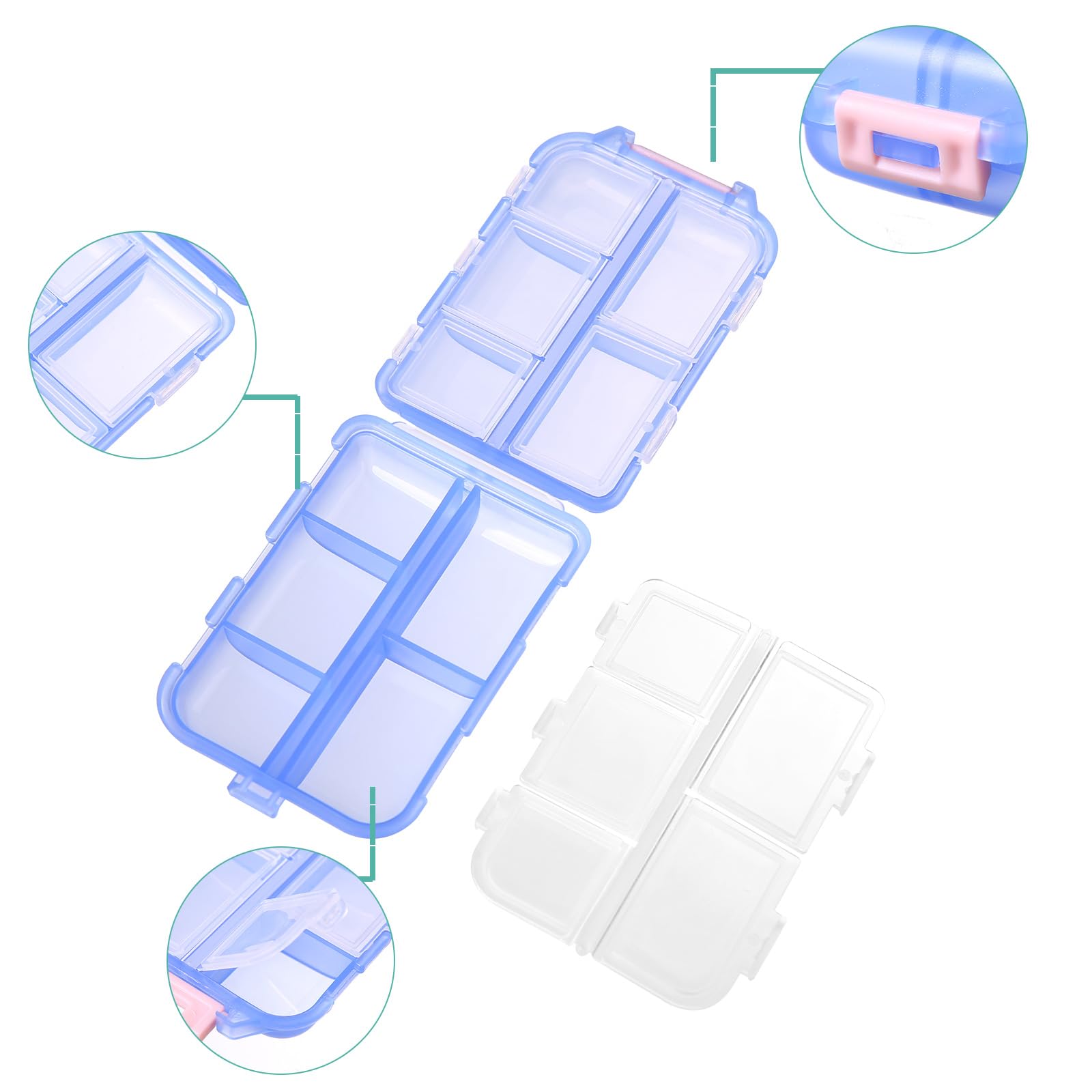 1Pack Travel Pill Organizer - 10 Compartments Pill Case, Compact and Portable Pill Box, Perfect for On-The-Go Storage, Pill Holder for Purse Blue