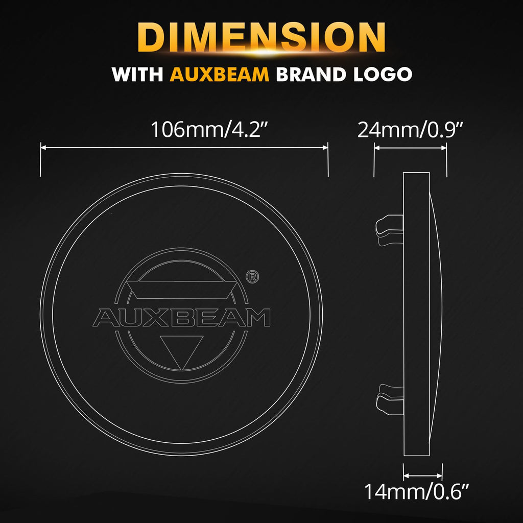 Auxbeam P4 Series Flood Beam LED Pods 4 Inch 90W Round Offroad Fog Lights Driving Flood Light Bar Bumper A-Pillar Hood Mount for Trucks ATV UTV Motorcycle Jeep