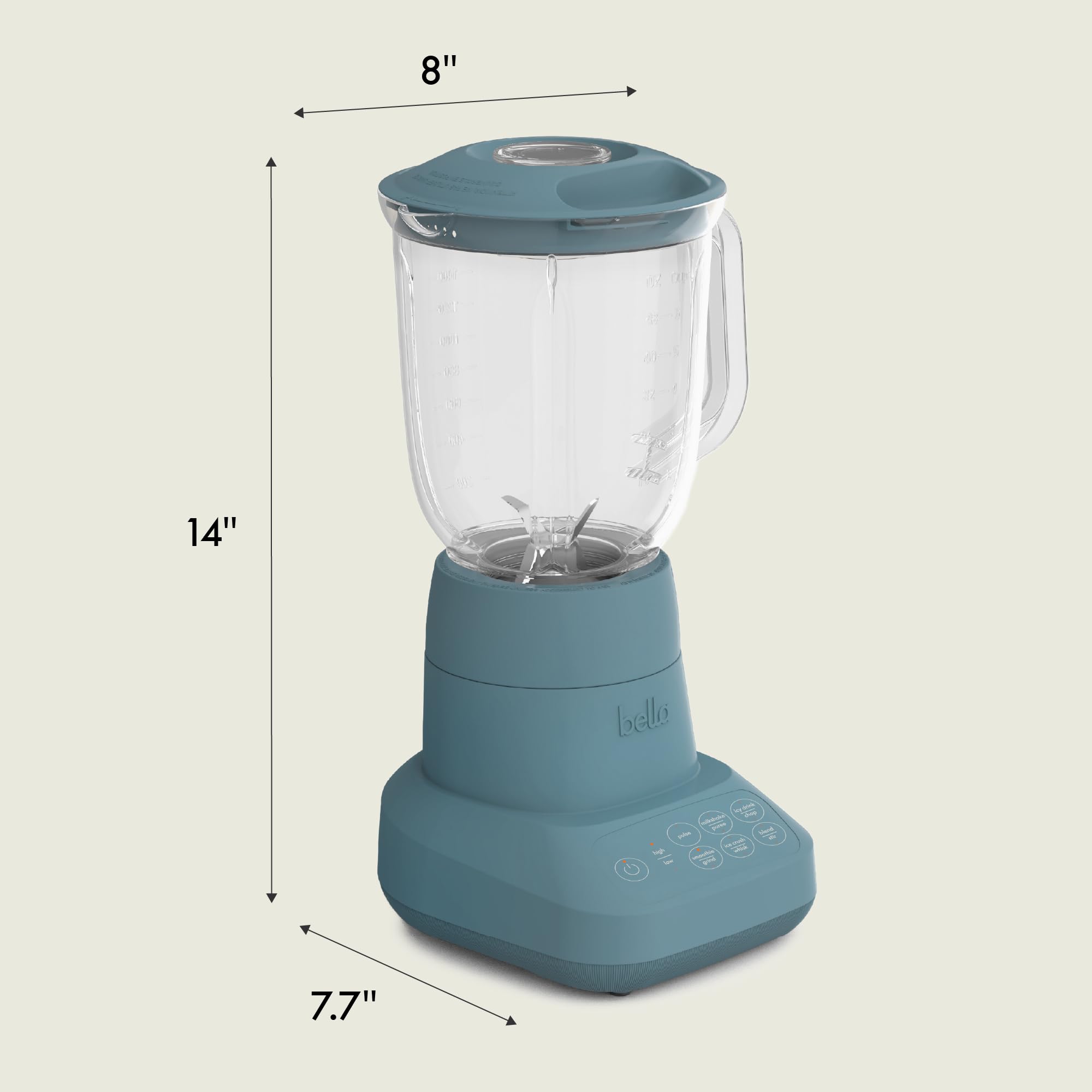 bella 10 Speed Countertop Blender, Juicer & Smoothie Maker, Fits-anywhere™ Kitchenware, Slim Flip & Store Design, Dishwasher Safe 48oz Capacity Pitcher & Lid, Stainless Steel Blade, 450 Watt, Blossom