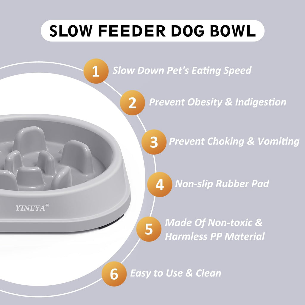 YINEYA 2PCS Anti-Choking Slow Feeder Dog Bowls Small Size Dog, Slow Feeder Cat Bowl, Supplies and Puzzle for Pet