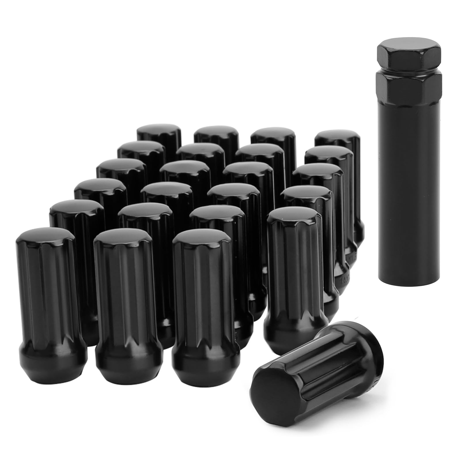 9/16-18 Spline Lug Nut 32pcs for Dodge 2500 3500 8 Lug, 9/16 x18 Closed End Lug Nut with 1 Socket Key for 1994-2011 Ram 2500 3500, 2002-2010 Ram 1500 Aftermarket Wheel