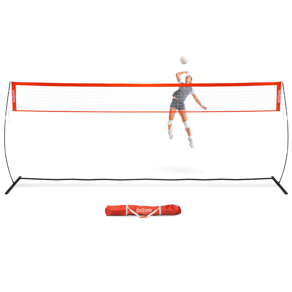 GoSports Freestanding Volleyball Training Net - 12 ft or 20 ft - Indoor our Outdoor Use, Instant Setup, and Height Adjustable