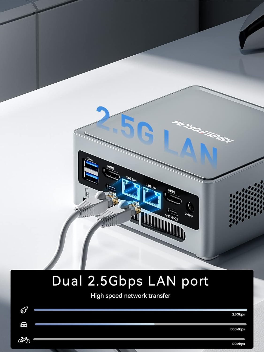 MINISFORUM NAB9 Mini PC Intel Core i9-12900HK HDMI×2+USB-C×2 Video Outputs Mini Computer, 32GB RAM 1TB SSD, 2X 2.5G RJ45 Port Intel Iris Xe Graphics Eligible Desktop Computer