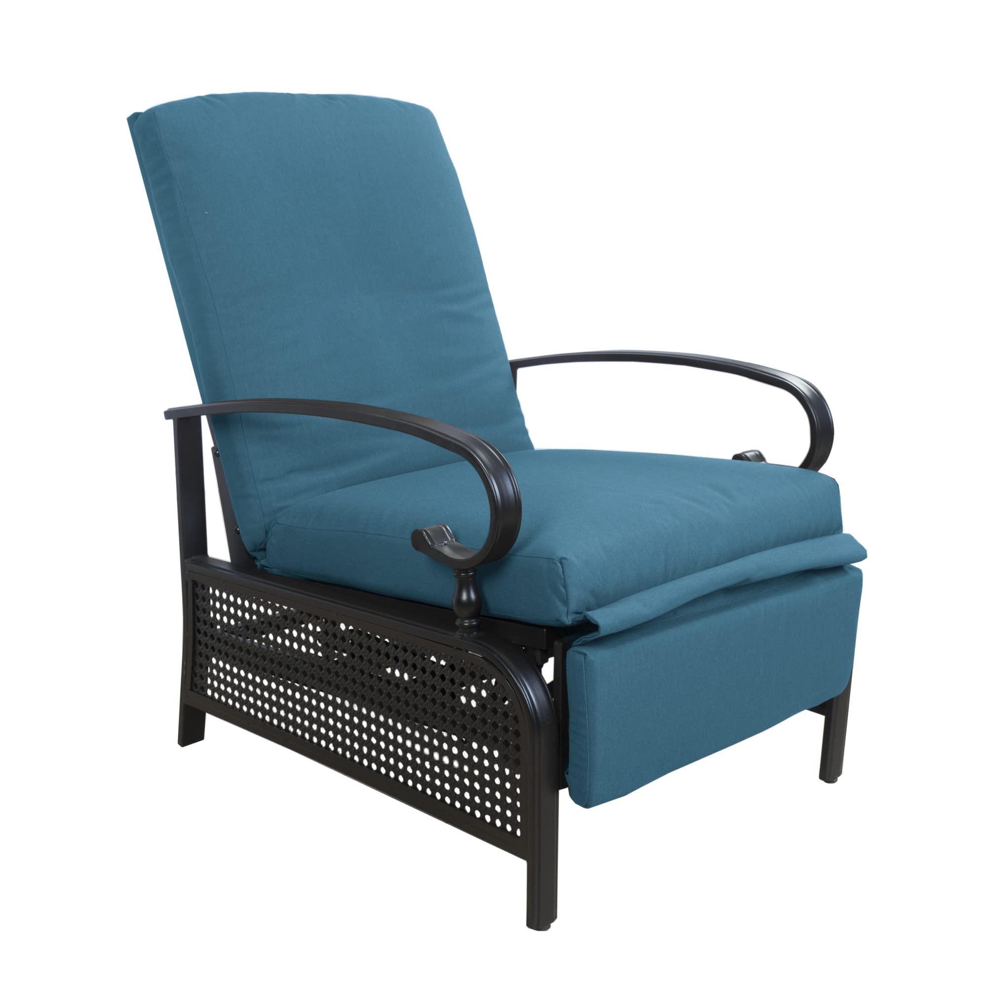 Kozyard Adjustable Outdoor Reclining Lounge Chair, Cushioned Patio Chaise Lounge with Extendable Metal Frame for Sunbathing, Reading & Relaxing – Comfortable Outdoor Recliner, Aqua
