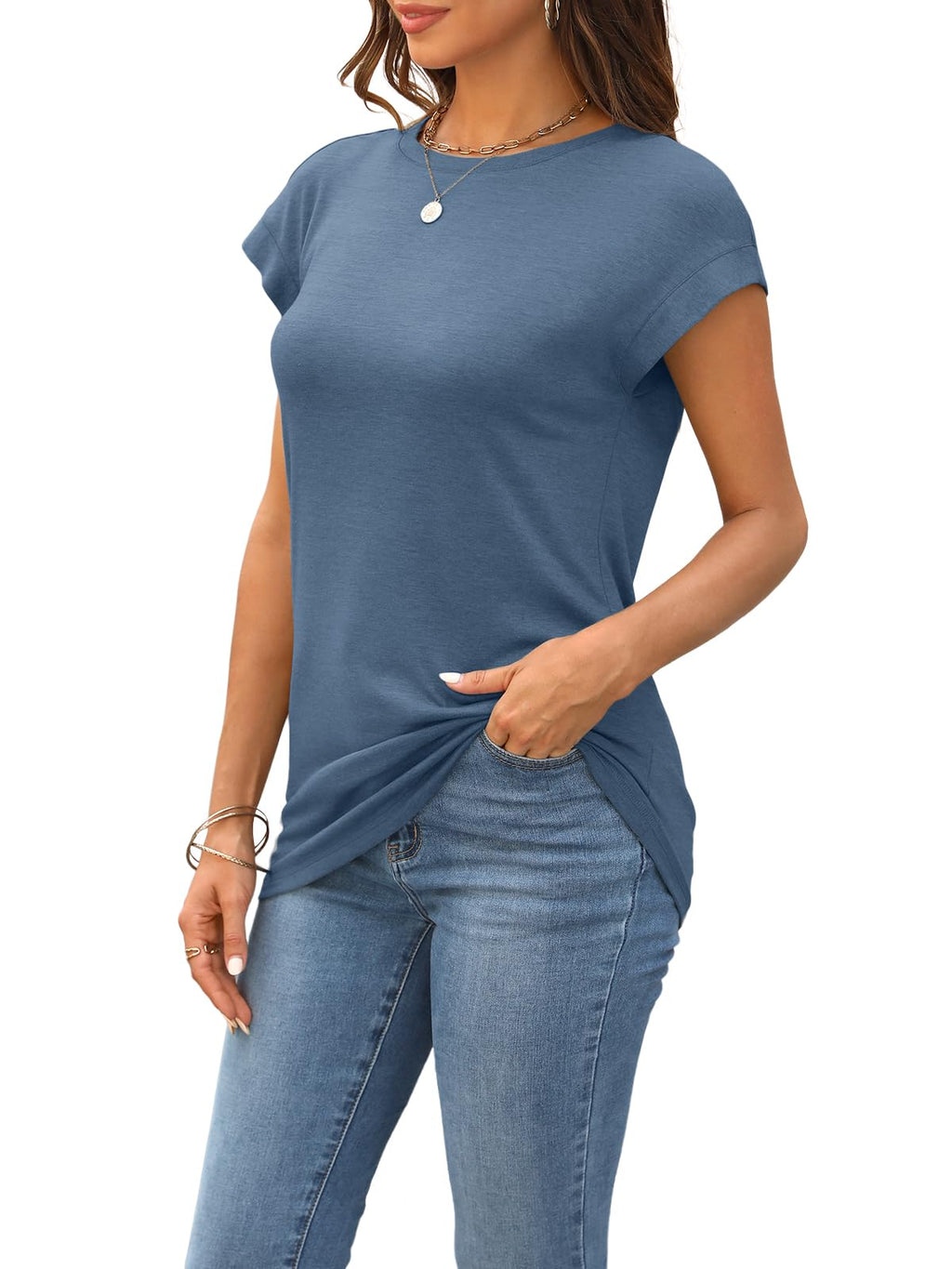SUNBS 3 Pack Womens Summer Cap Sleeve T Shirts Business Casual Dressy Tops