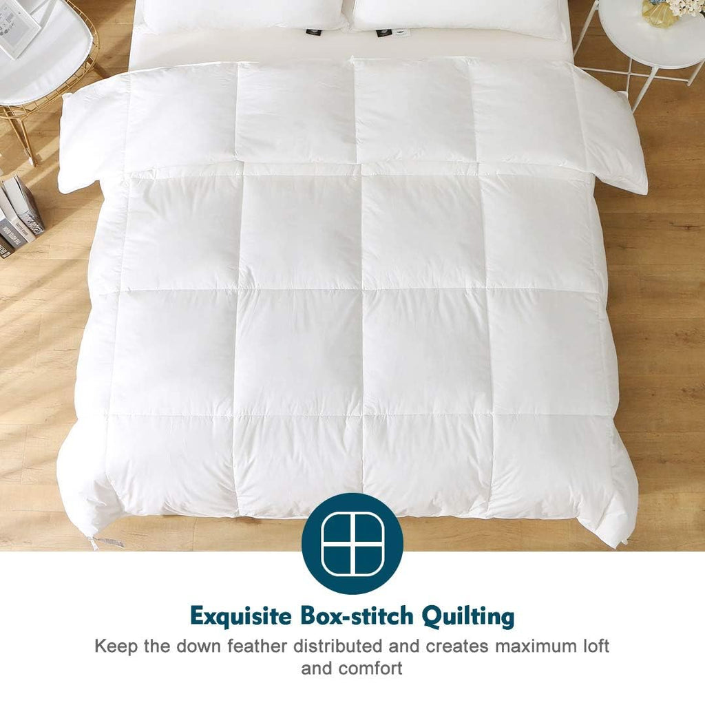 Gray Feathers Down Comforter Twin - 100% Organic Cotton, Medium Warm All Seasons Machine Washable Duvet Insert with Tabs (68x90, Mirage Grey)