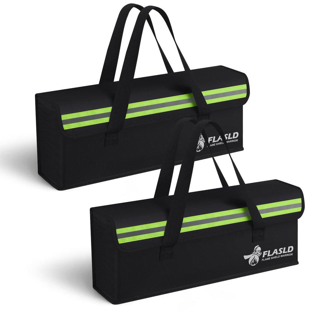 FLASLD Large Fireproof Lipo Bag for 100Ah Lithium Battery Storage and Charging, 14 x 7.8 x 9.5in Waterproof Box for Documents and Valuables