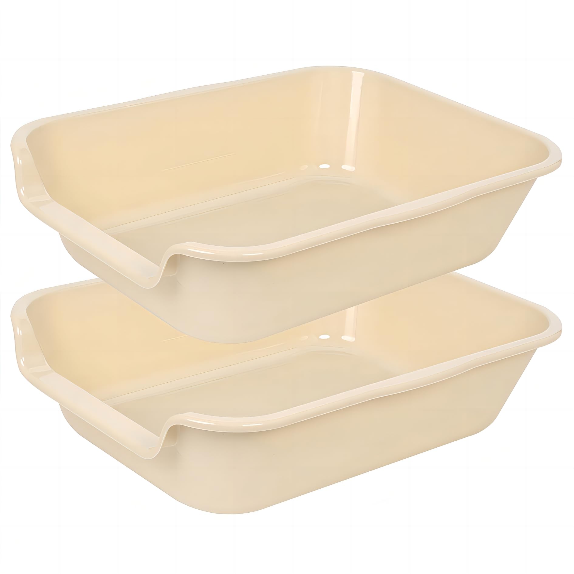 1 Pack of Extra Large Cat Litter Box (ABS Material), Low Entry Senior Litter Pen for Geriatric Kitty Big Cats, Jumbo Pet Safe Litter Boxes Tray for Pets Potty (Beach Sand, 20" L x 15.5" W)