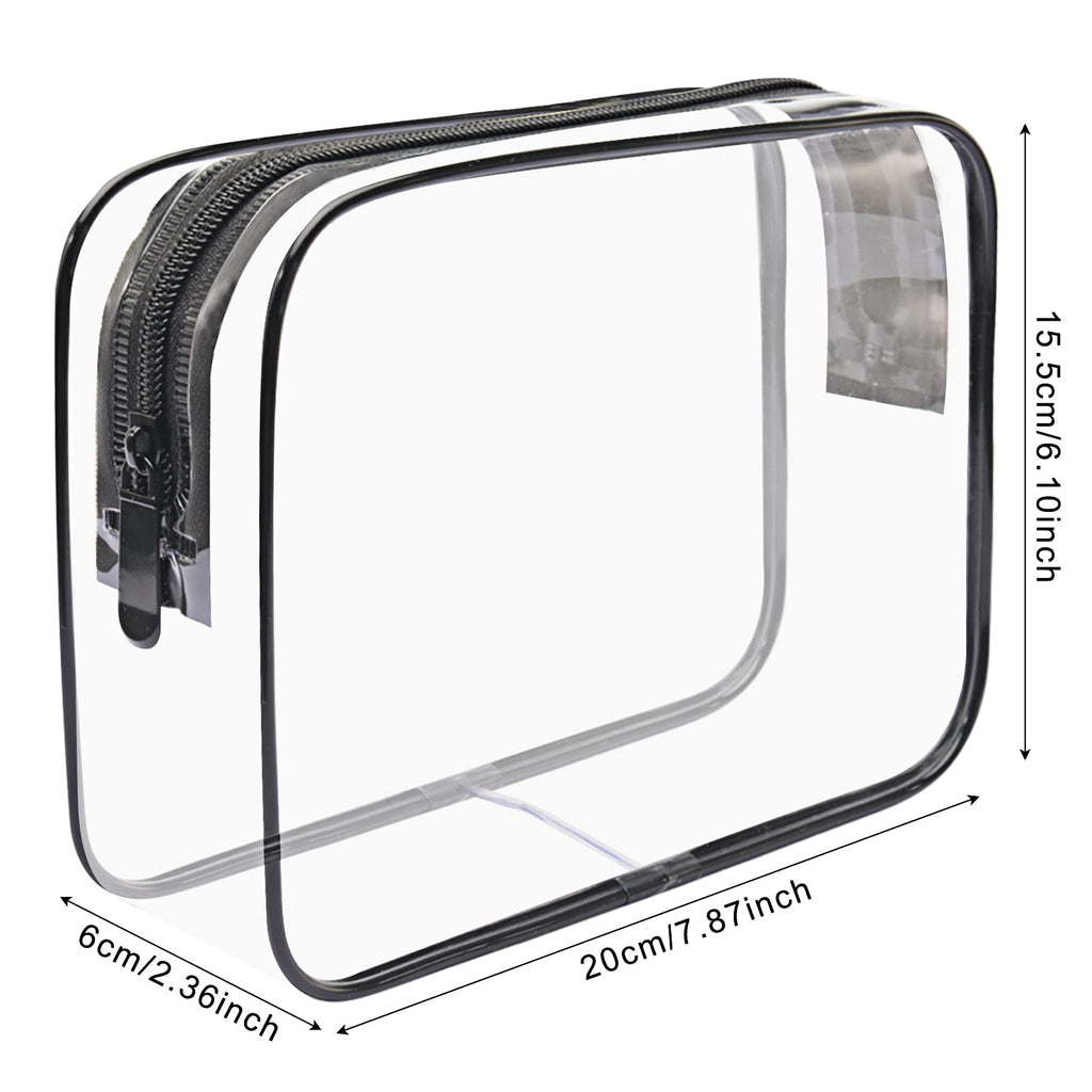 Lermende 2pcs Clear Toiletry Bag TSA Approved Travel Bag,Carry On for Travel,Airport Airline Accessories Compliant Bag,Quart Sized Makeup Cosmetic bag Women Men (Black, 2 Pack)